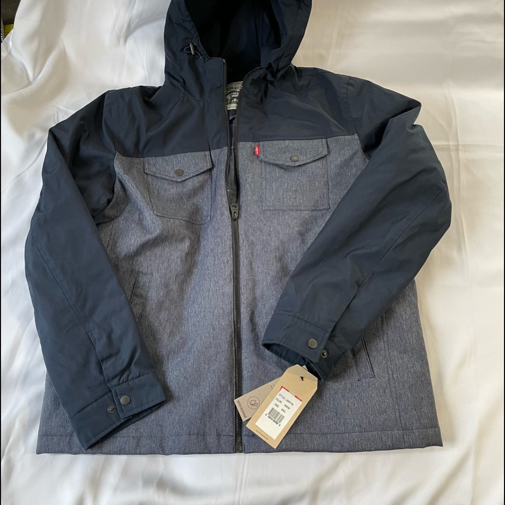 Levi's Men's Mid-Length Hooded Military Puffer Jacket XXL